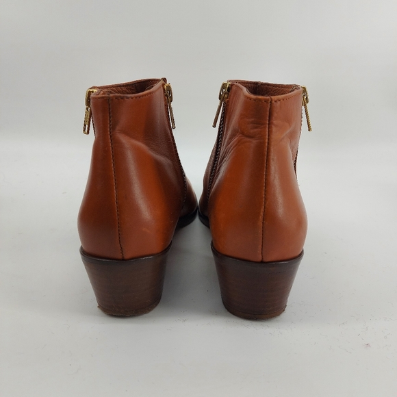 J. Crew Tan Leather Ankle Boots Classic Preppy Wardrobe Staple Size 8.5 - Picture 4 of 6